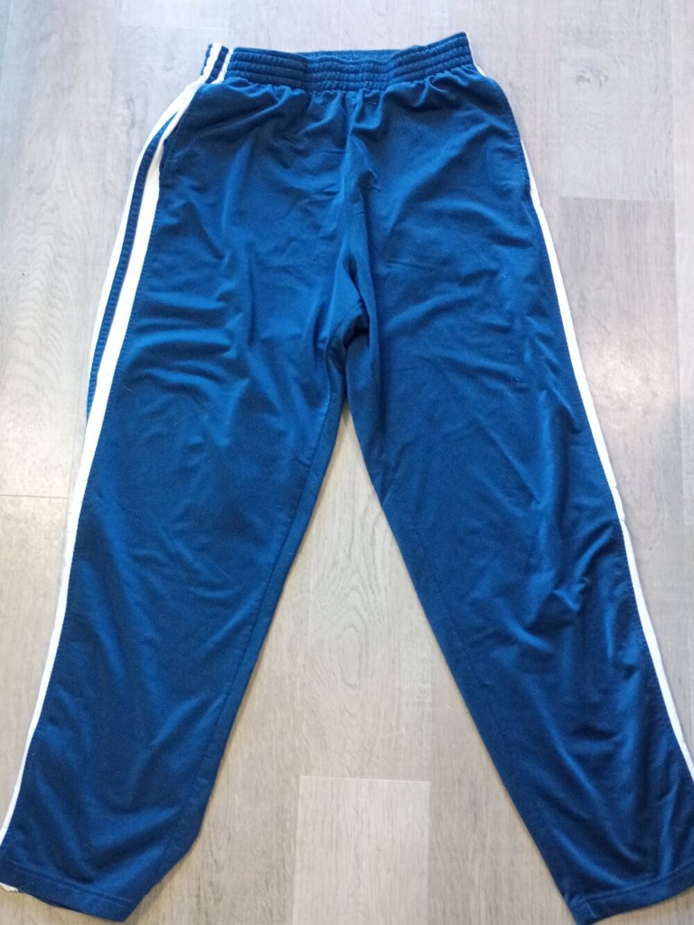 Nike Royal Blue & White Stripe Straight Leg Athletic Open Hem Track Pants Size L